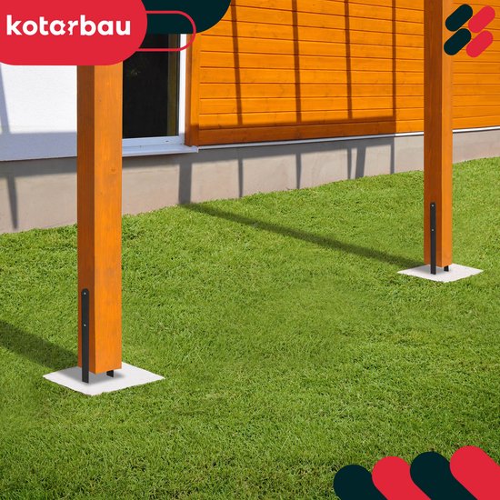 KOTARBAU® H Instortanker - Paalhouder in Beton Storten 160 x 600 mm 6 Stuks - Betonanker voor Houten Palen - Paaldrager Beton - Kolomvoet Beton - Gepoedercoat Staal — afbeelding 2