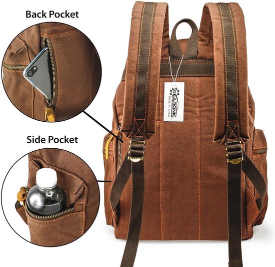 Popoti Canvas Rugzakken, rugzak dames heren schoolrugzak retro rugzak unisex 15 inch laptop grote dagrugzak voor outdoor sport reizen wandelen rugzak, legergroen, 29 * 13 * 37cm, retro, vintage