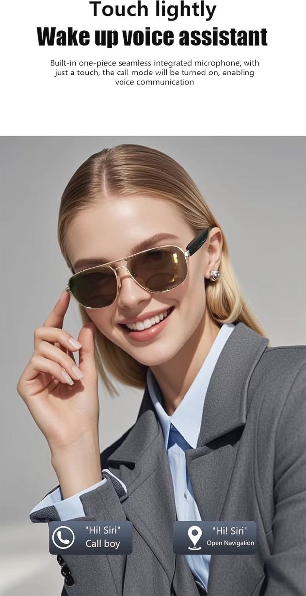Draadloze Bluetooth bril met muziek en handsfree functie