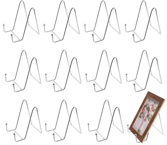 Tincogo 2 stuks bordenstandaard, metalen bordenhouders - ijzeren schildersezelstandaard voor borden, fotolijsten, foto's, kunst, wit - hoogte 6 inch (14,5 cm