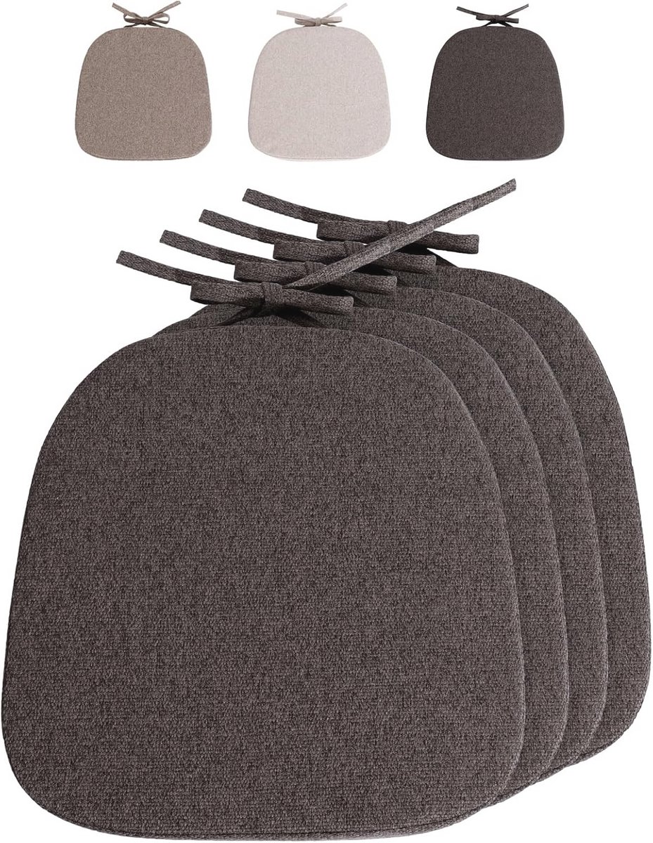 RUIXUAN Stoelkussen met banden, zitkussen, antislip, halfrond, voor stoelen in huis en tuin, kantoor (mini-donkergrijs, 4 stuks)