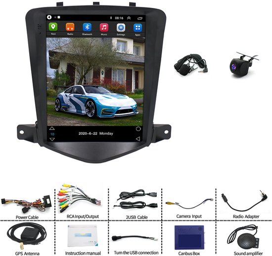 Android 15 Autoradio | 9.7 Inch 4+64GB Navigatiesysteem voor Chevrolet Cruze 2008-2015 | Apple CarPlay & Android Auto | GPS, WiFi, Bluetooth, DSP, Spiegel Link & SWC