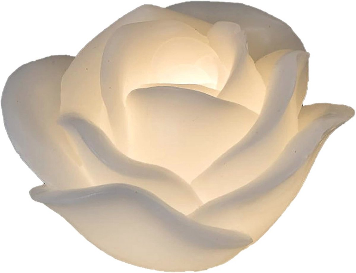 Decoratieve LED-kaars met rozenmotief, 13 cm, bloemenkaars met beweegbare vlam, warm wit, met timerfunctie
