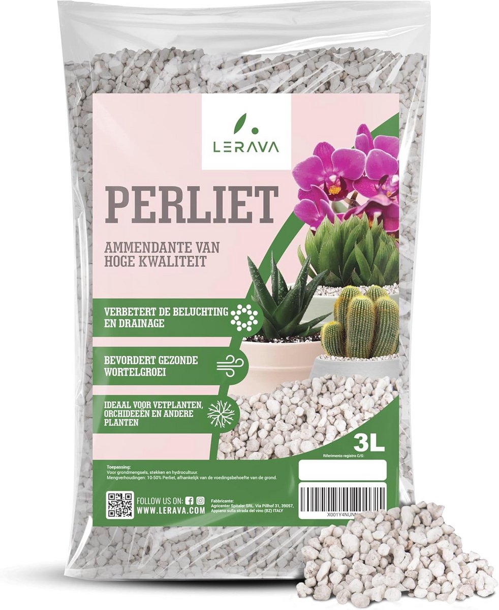 Perlite voor Planten - Natuurlijke en Niet-giftige 3L - Grof van Structuur, Lichtgewicht en Steriel - Ideaal voor Landbouw, Potgrond Mengsels en Hydroponics - Uitstekende Waterafvoer en Voedingsstoffenretentie