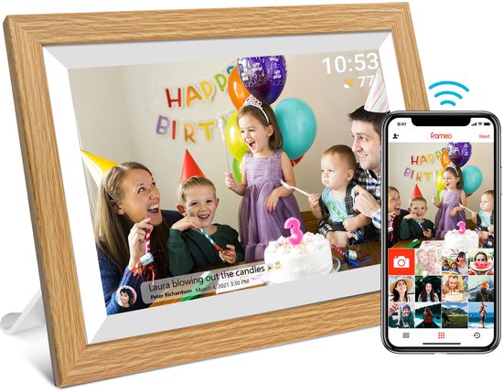 Premium Digitale Fotolijst 32GB - 10.1 inch - Touchscreen - Gebruiksvriendelijk - Fotokader - Glazen HD+ Display - Digitaal Fotolijstje - Met Wifi en Frameo App