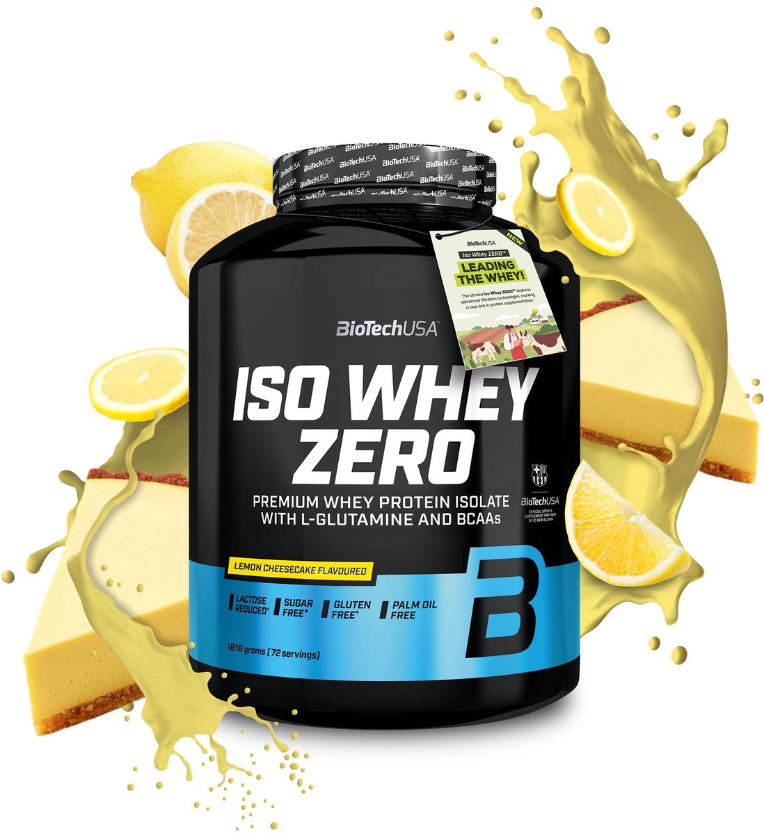 BioTechUSA Iso Whey Zero | Premium wei-eiwitisolaat | Grasgevoerd | Enzymvrij | Suiker- en glutenvrij, 1816 g, Citroen Cheesecake
