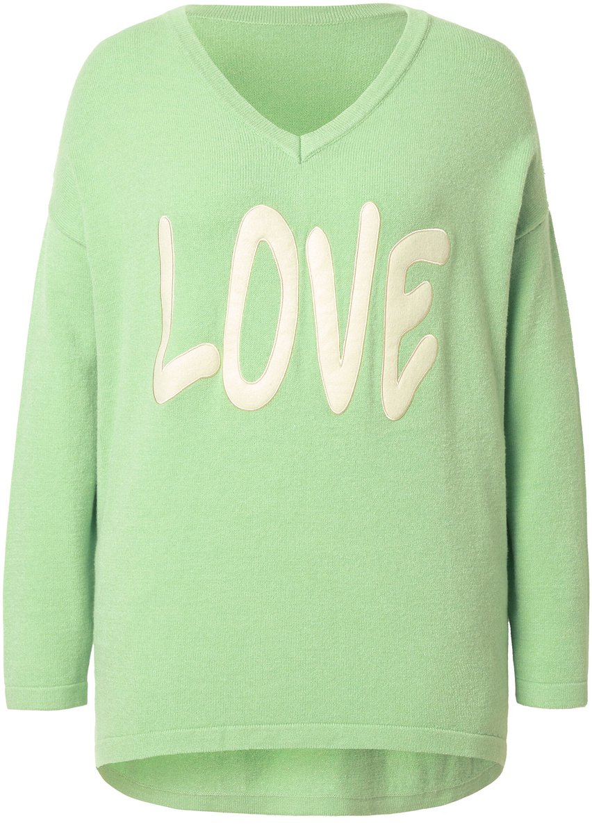 MIAMODA - Dames - Trui oversized LOVE - Pastelgroen - Maat 54+