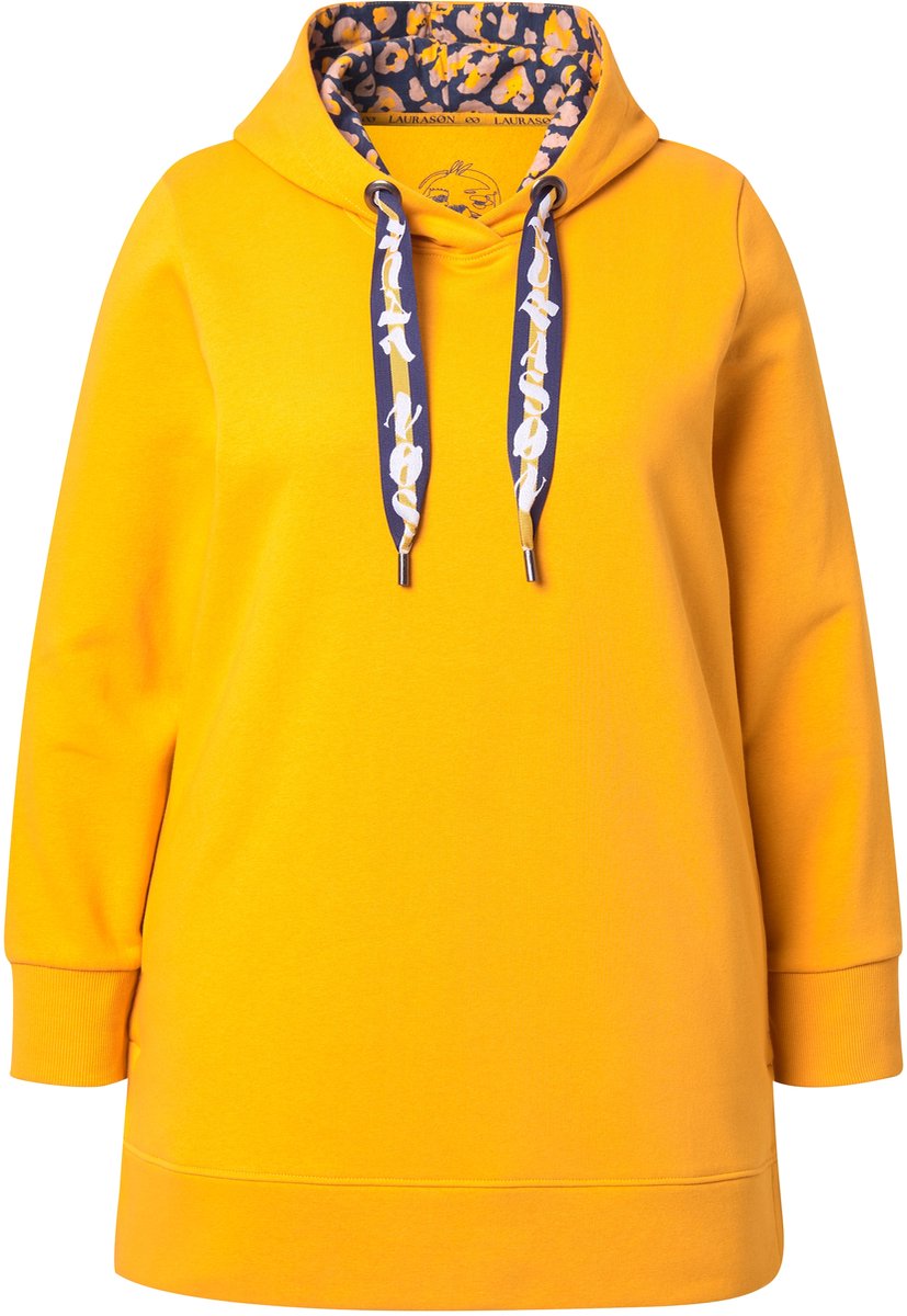 Laurasøn - Dames - Lang sweatshirt capuchon lange mouw OEKO-TEX - Currygeel - Maat 40+