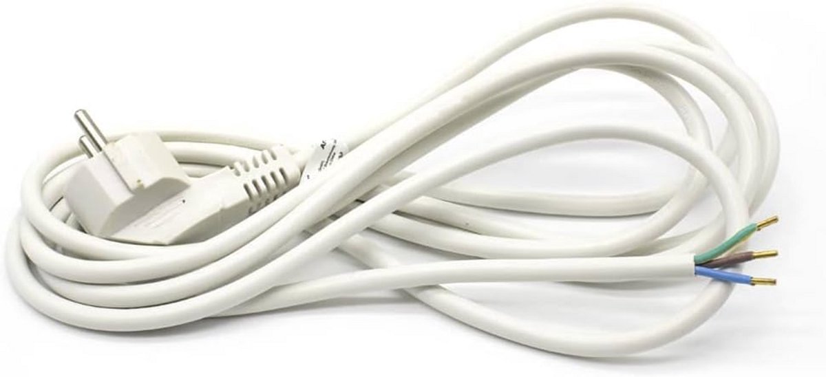 Stroomkabel voor Schuko-stekker, 3 x 1 mm, 3 m, wit