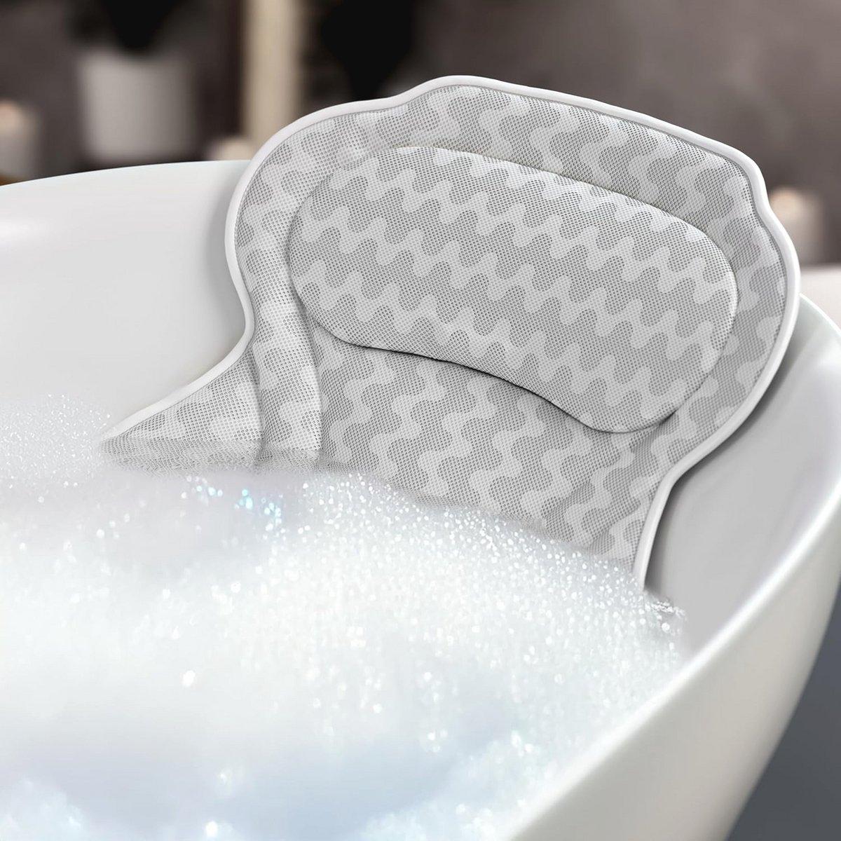Ergonomisch Badkussen voor Hoofd en Nek - Ademend Comfort met AirMesh Technologie - Inclusief Waszak
