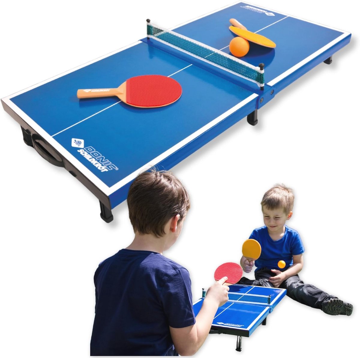 Mini tafeltennistafel met 2 batjes en 1 bal - Inklapbaar en draagbaar, ideaal voor thuisgebruik
