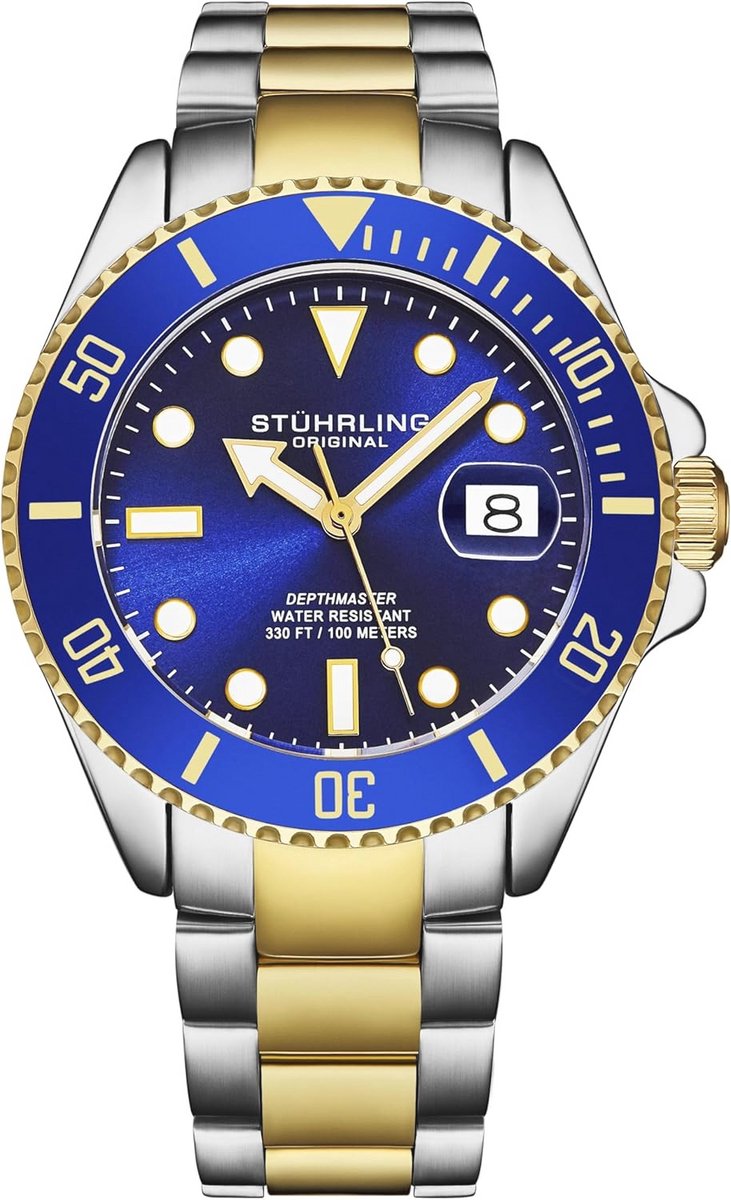 Heren Duikhorloge met Zwitsers Uurwerk en Roestvrij Stalen Armband - 100m Waterbestendig