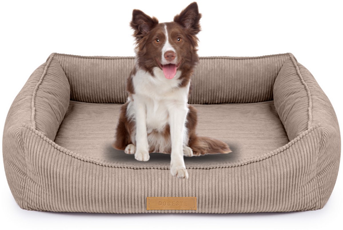 Orthopedisch hondenkussen XXL gepersonaliseerd 110x90x27 cm beige corduroy