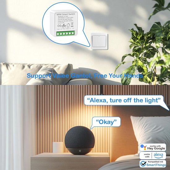 ANTELA Prise Connectée WiFi (FR) 16A 3680W Mesure de Consommation Électrique Type-E, Prise
