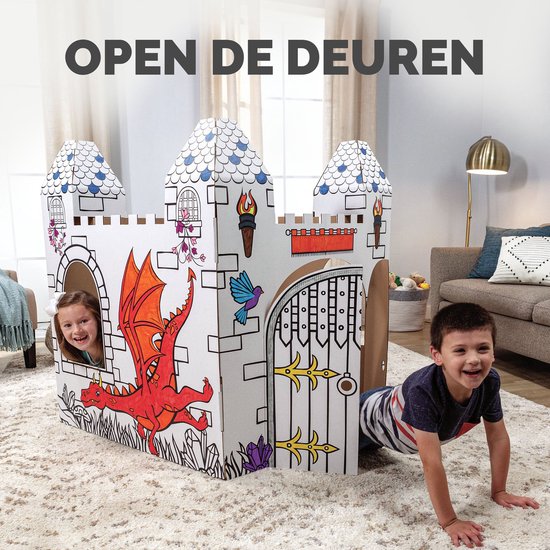 Bankers Box Play - Speelhuis stevig karton - Kasteel - Inkleurbaar van Merkloos — afbeelding 2