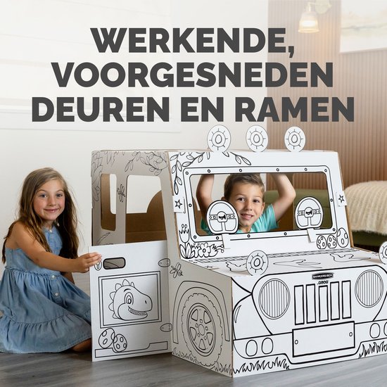 Bankers Box Play - Speelhuis stevig karton - Dinosaurus truck - Inkleurbaar van Merkloos — afbeelding 2