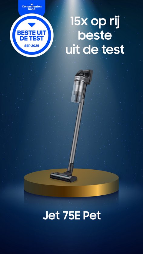 Samsung Jet 75E Pet - Steelstofzuiger - VS20B75AGR5/WA - Zilver - Turbo Action Brush - Pet Tool