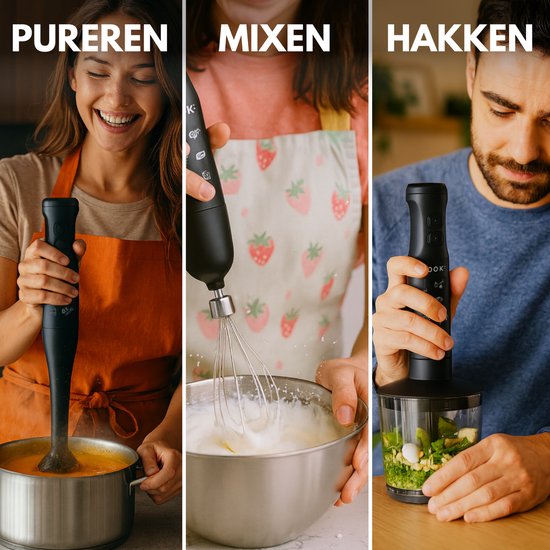 COOK-IT 3-in-1 Staafmixer - 2 Snelheden (Normaal & Turbo) - Krachtig Mengen & Pureren - Inclusief Hakmolenbeker & Garde - Voor Snelle en Veelzijdige Keukenbereidingen van COOK-IT — afbeelding 3