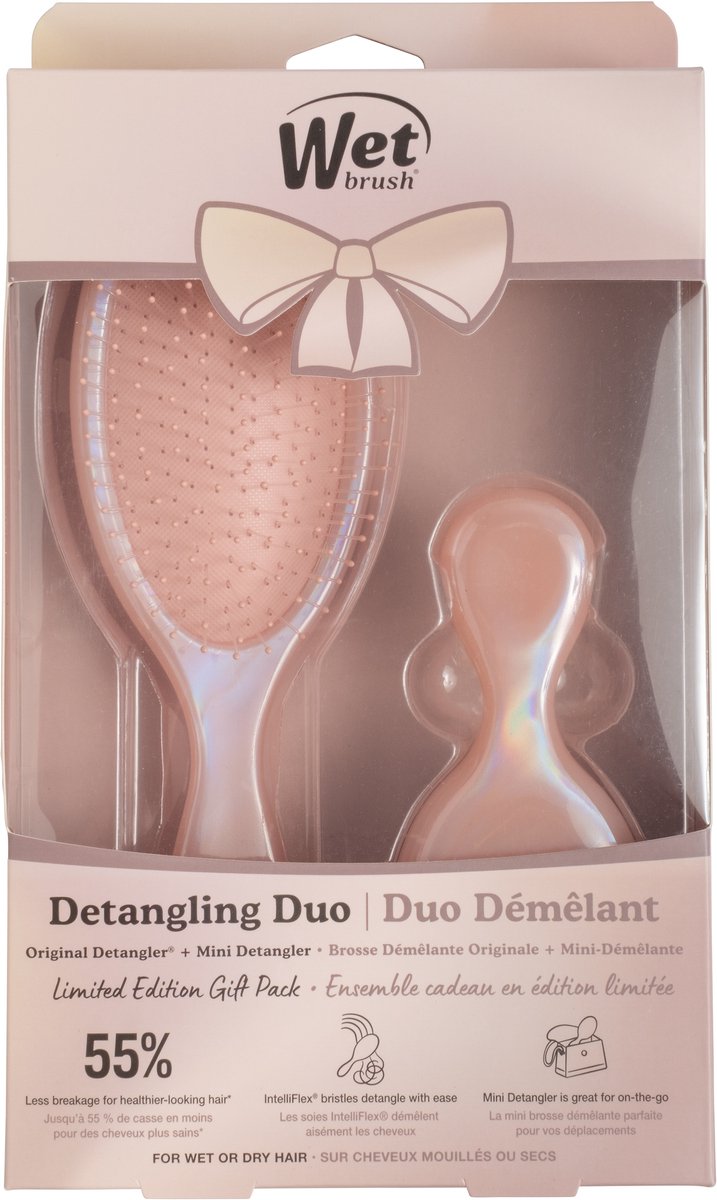 WetBrush Original Detangler Duo Giftset Bronze – 2 Ontwarrende Haarborstels – Voor Nat & Droog Haar – Ultra Zachte IntelliFlex® Borstelharen – Vermindert Haarbreuk & Beschadiging – Voor Elk Haartype – Limited Edition – Perfect Cadeau
