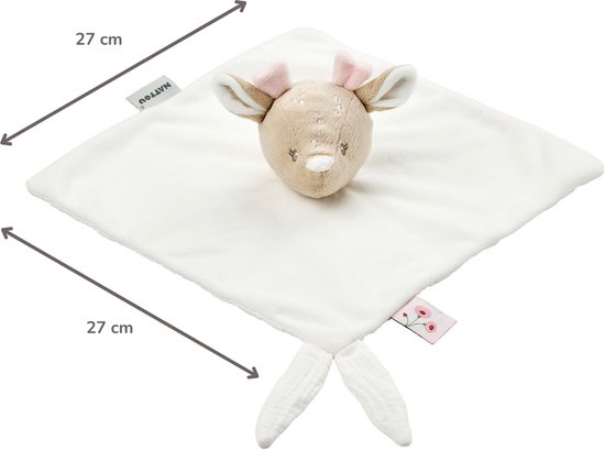 Nattou FanFan Baby Knuffeldoekje - 27 x 27 cm - Doudou hertje - Baby Cadeau - Gebroken Wit — afbeelding 5