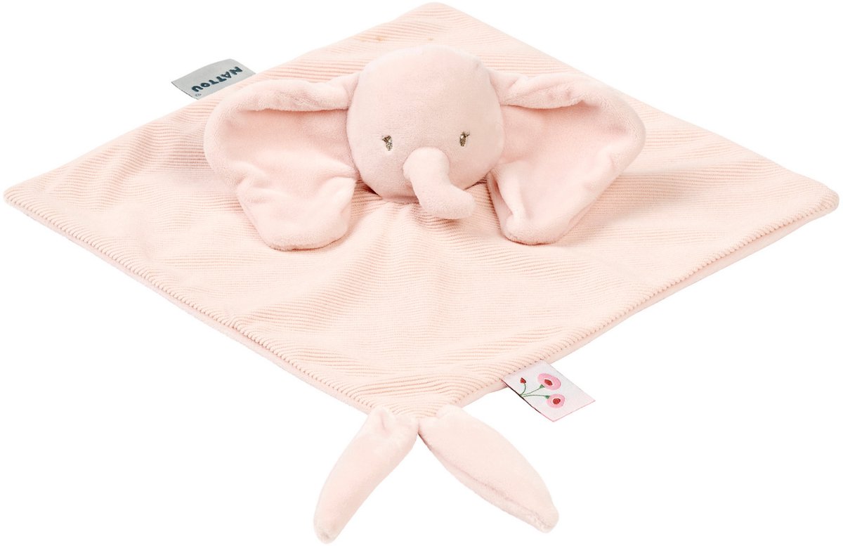 Nattou FanFan Baby Knuffeldoekje - 27 x 27 cm - Doudou Olifant - Baby Cadeau - Roze
