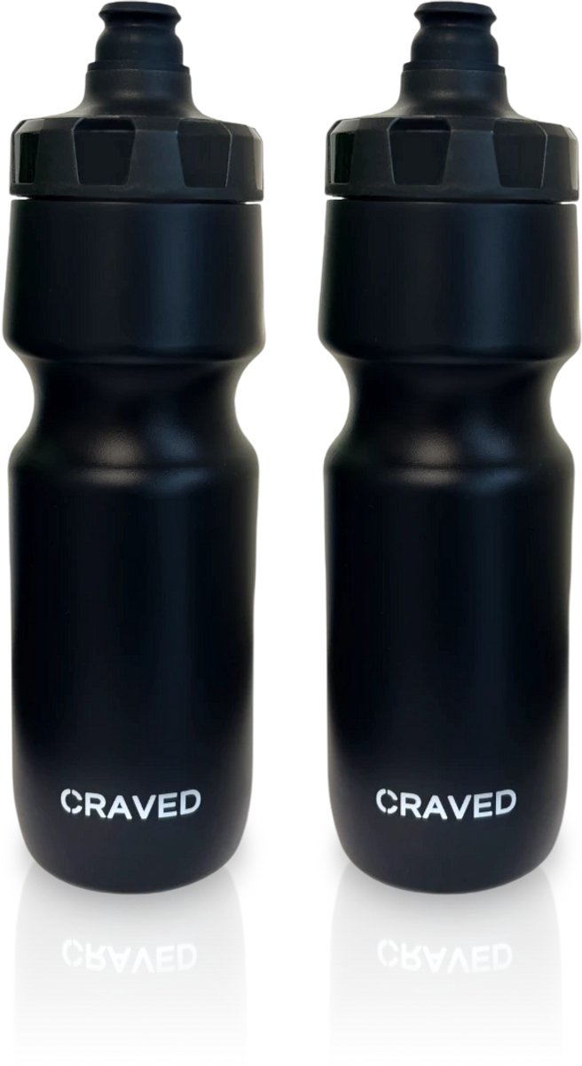 Craved Premium Bidons - 2 stuks - 750 ml - Zwart - Knip en drink