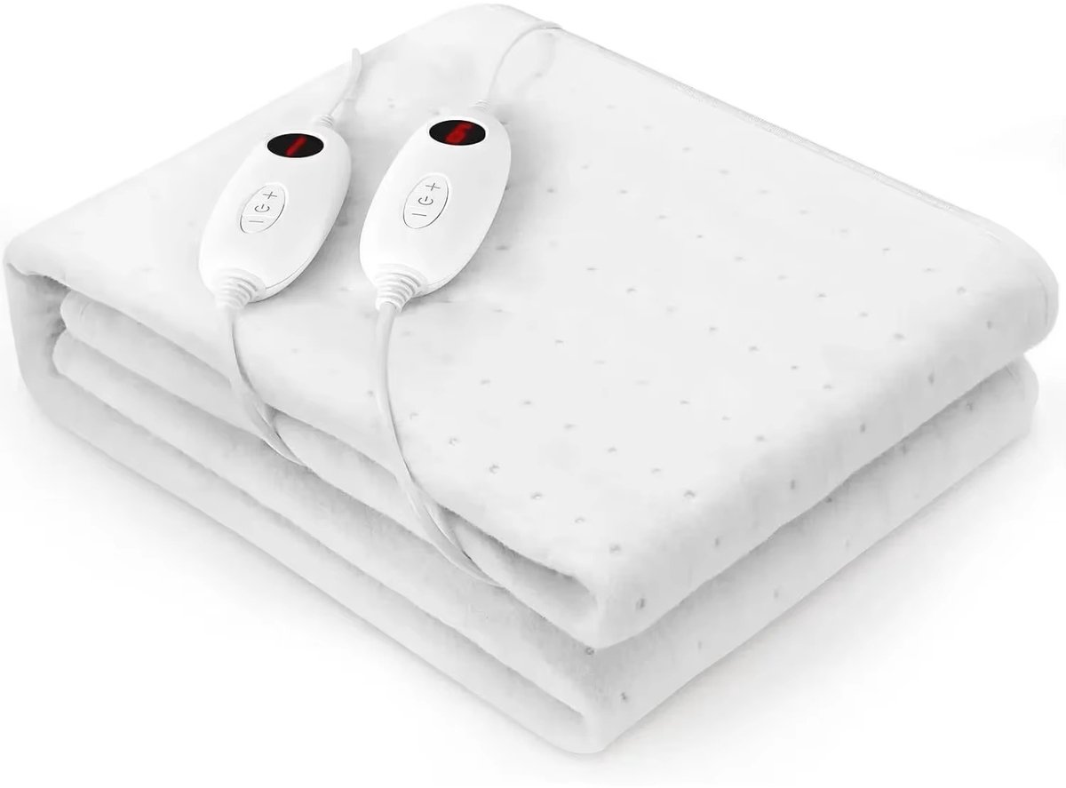 rimmo 187x140 cm Elektrische Deken – Verwarmd Matras voor Tweepersoonsbed, Elektrische Bedwarmer, 6 Warmtestanden, Automatische Uitschakeling na 8 Uur, Comfortabele Onderdeken voor Winter en Koude Nachten Wit