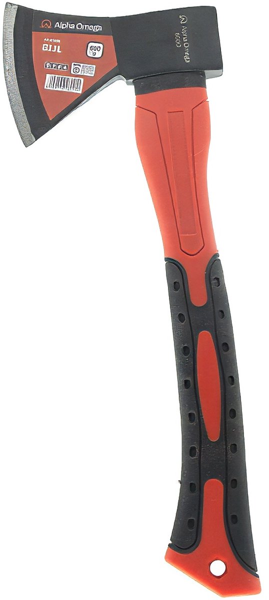 Handbijl 600g – Kloofbijl voor hout hakken & camping – Anti-slip grip – Compacte bijl – Alpha Omega