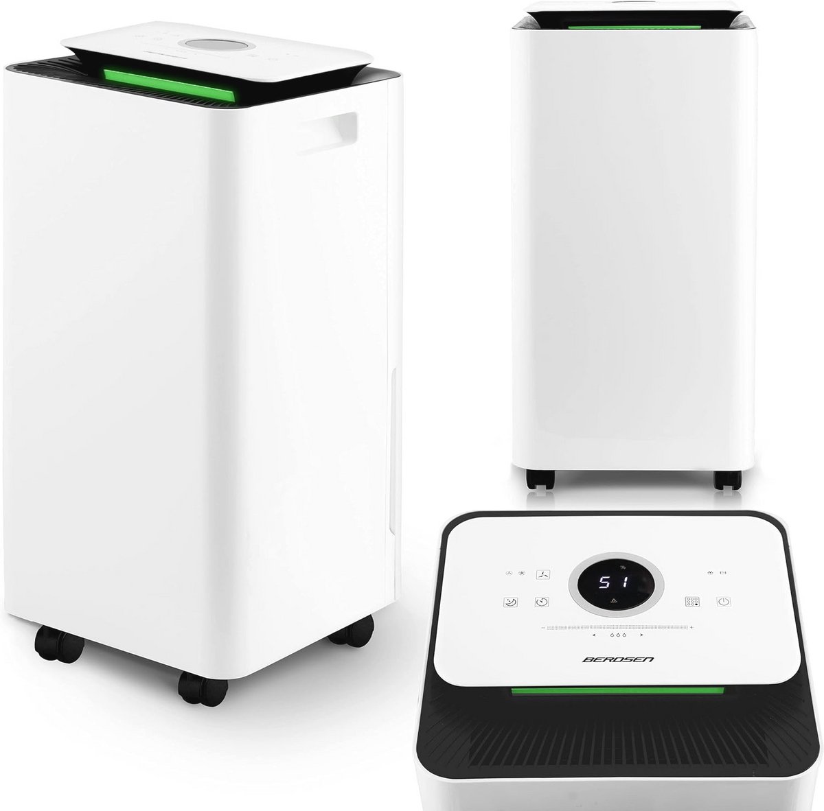Luchtontvochtiger met Ventilator en Wasmodus - 12L per Dag - Voor Ruimtes tot 60 m³ - Elektrisch - Wit