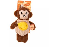 Growl Snackerz Hondenspeeltje met Pieper - Hondenknuffel met Snackspeeltje - Kauwspeelgoed en Trektouw voor Alle Honden - Milo de Aap