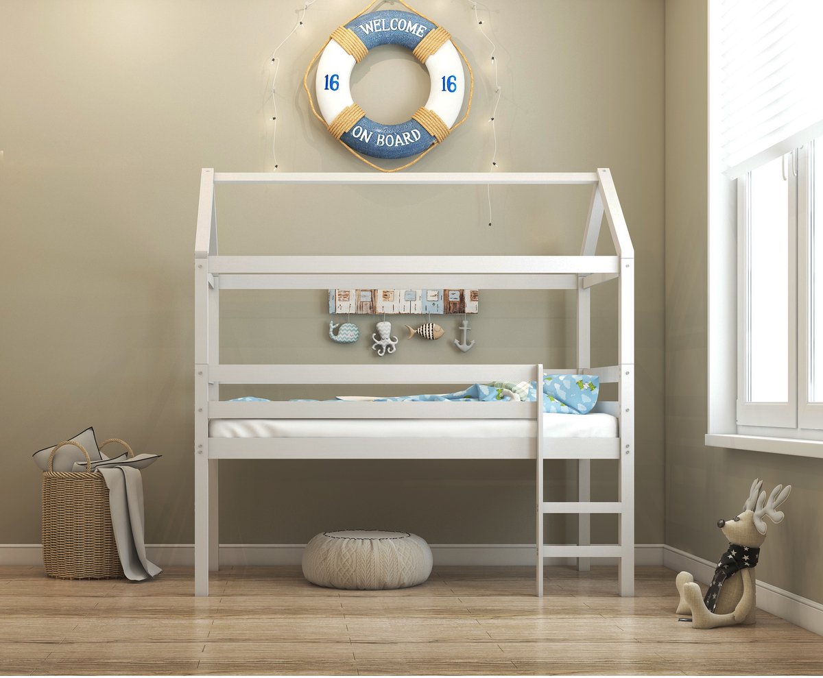 Notio Living Alpi2-Bedhemel - Huisvorm - Wit Grenen