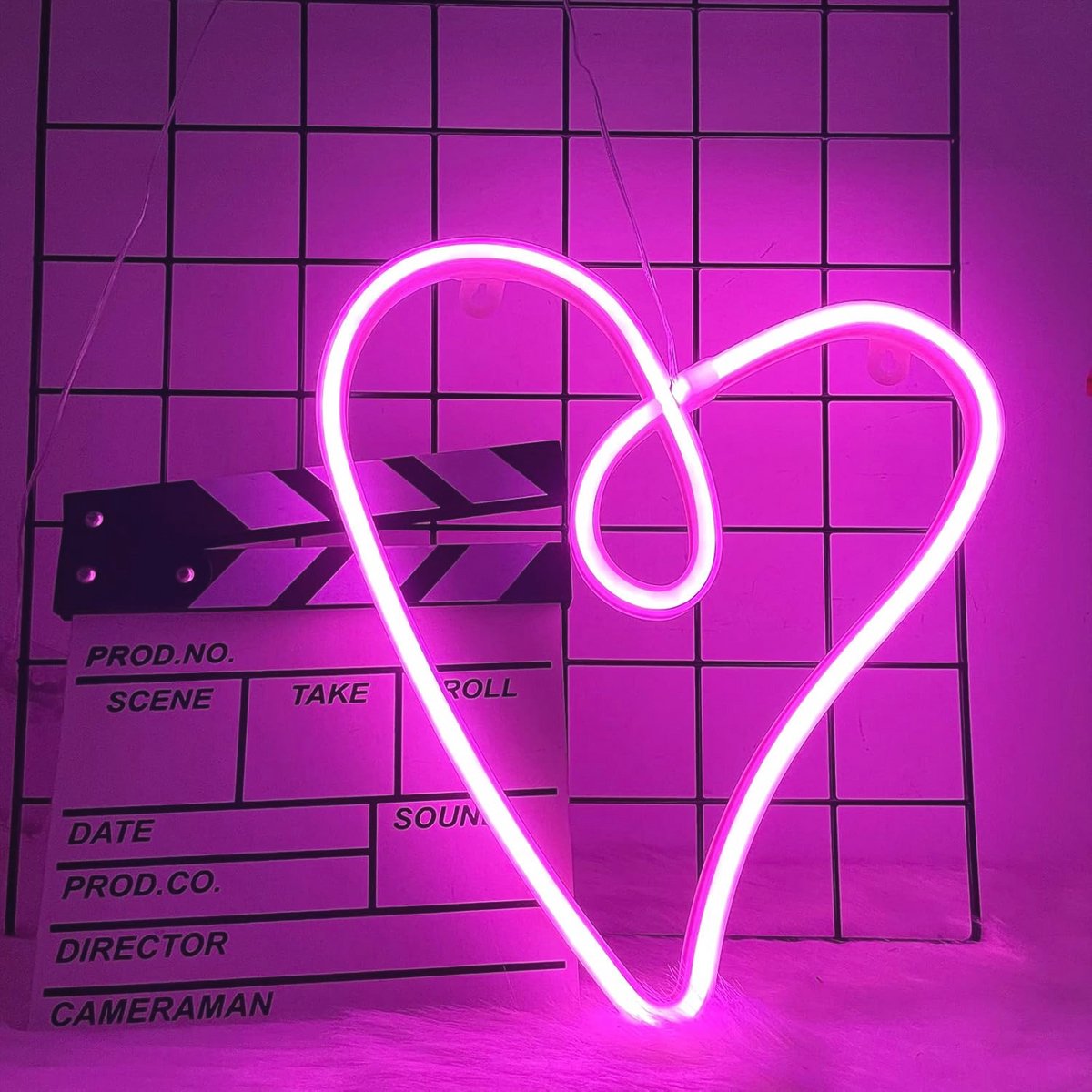 Roze Neon Hart LED Wanddecoratie voor Kinderen en Feestdagen
