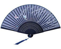 Opvouwbare Waaier Japanse Vintage Stijl Handgemaakt Vlinder Papierwaaier Decoratie (Blauw)