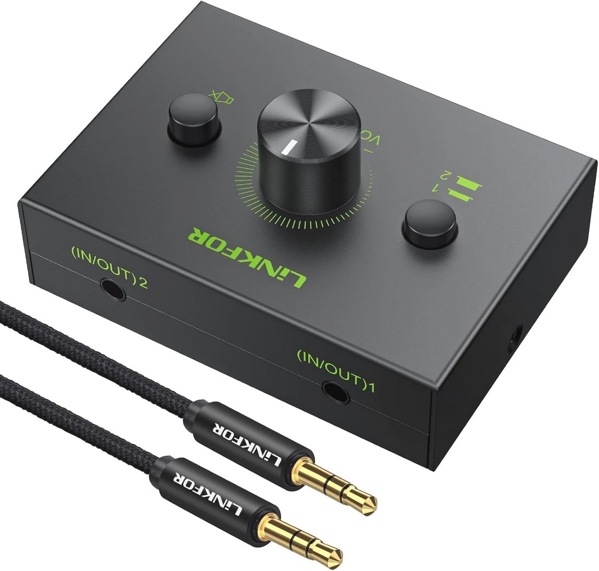 3.5mm Stereo Audio Switcher - Bidirectionele Audio Selector voor PC, Telefoon en Laptop