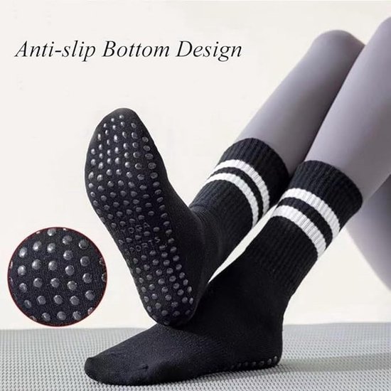 Sokken - 5 paar - Yoga Sokken - Pilates sokken - Yoga Sokken Antislip Dames - Noppen op de zool - Antislip Katoenen Sokken - Gripsokken Pilates Yogasokken - One size - voor Ballet, Dans, Workouts - 5 kleuren van Proworks — afbeelding 4