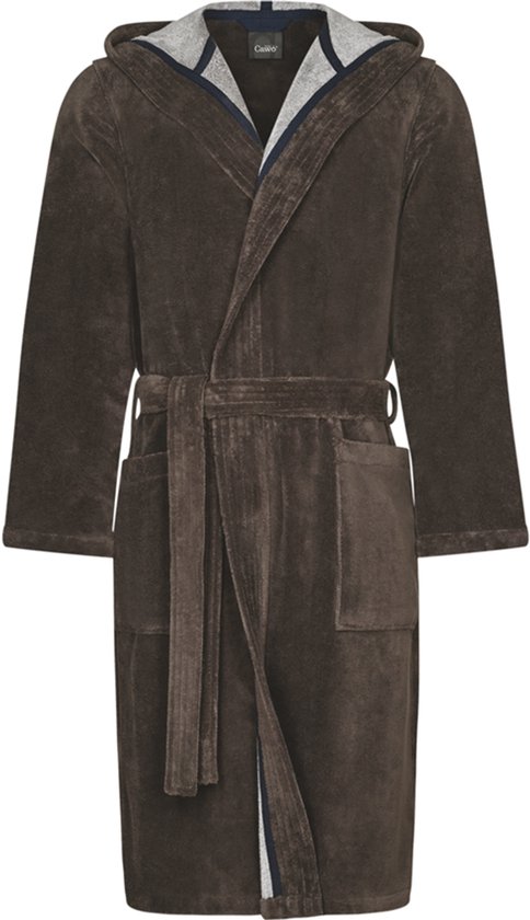 Cawo kamerjas voor heren - luxe heren badjas met capuchon - duurzaam katoen - bruin - maat 58/60