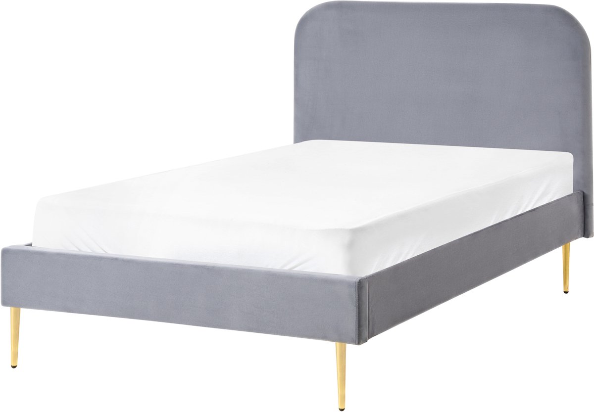 Beliani FLAYAT - Eenpersoonsbed - Grijs - 120 x 200 cm - Fluweel