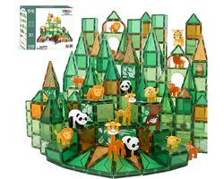Magnetic Tiles - Speelgoed - 110 Stuks - Magnetische Tegels - Jungle - Dieren - Educatief & Constructie - Montessori - Bouwstenen - Bouwblokken - Bouw je Magna Wereld - Voor 3, 4, 5, 6, 7, 8, 9 Jaar - Kinderen - Olvy