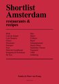 Boek 'Shortlist Amsterdam restaurants & recipes' met zwarte tekst op rode achtergrond.