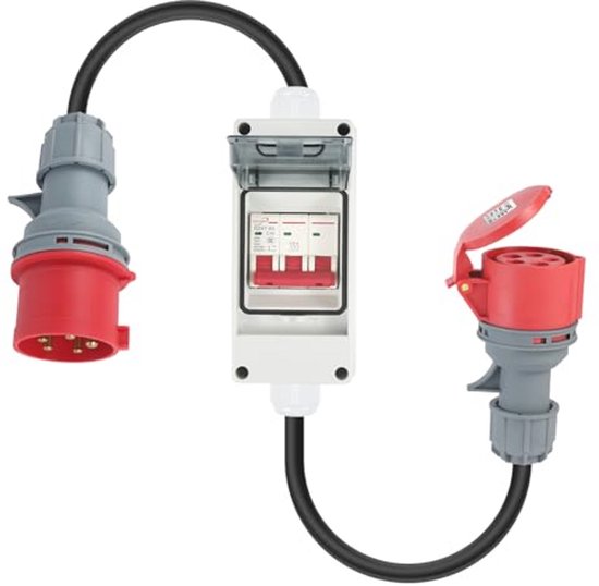 32A naar 16A CEE Adapter met Beveiliging - 5-Polig 400V Stekker voor