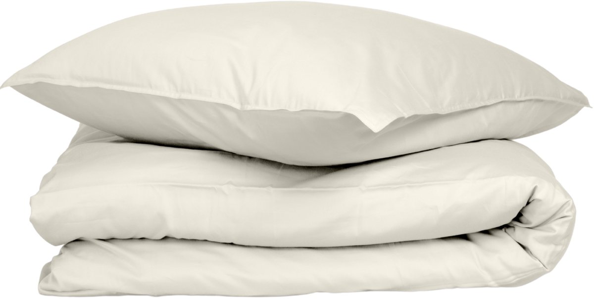 Wocha Dekbedovertrek Set - 100% Biologisch Katoen Satijn (300TC) - 140x200/220 - Naturel - Premium kwaliteit en duurzaam - Incl. 1 kussensloop