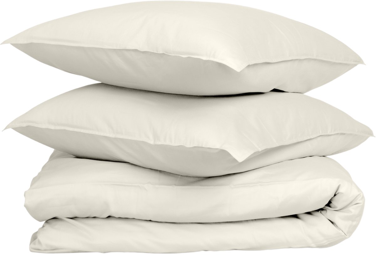 Wocha Dekbedovertrek Set - 100% Biologisch Katoen Satijn (300TC) - 260x200/220 - Naturel - Premium kwaliteit en duurzaam - Incl. 2 kussenslopen