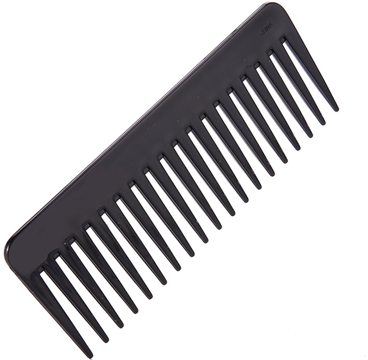 Haarkam - Grove kam - Brede tanden - 18cm - Geschikt voor krullen - Krullend haar - Afrokam - Kunststof - Zwart - Jonyx