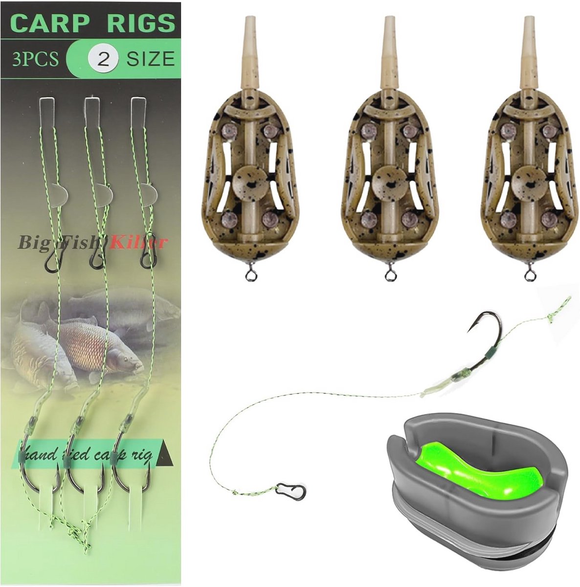 Karper Feeder Set met Haak - 3 Stuks voor Perfecte Vissuccessen