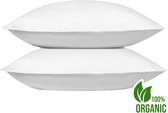 Wocha Kussenslopen Set (2 stuks) - 100% Biologisch Katoen Satijn (300TC) - 60x70 cm - Wit - Premium kwaliteit en duurzaam