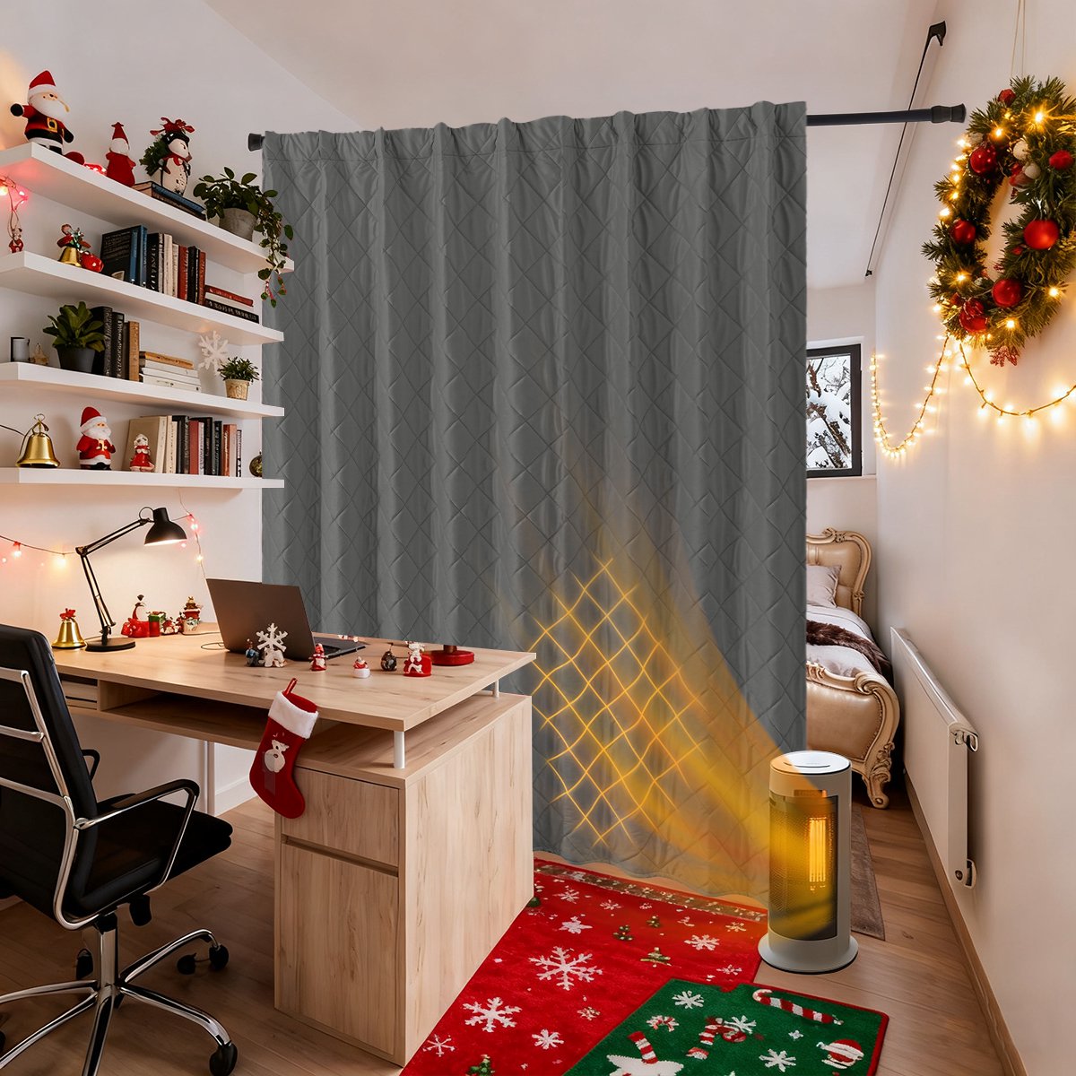 Qelus Extra Breed Verduisterende Gordijn 254x214cm - 410gsm Warmte- en Geluidsisolerend Fluweel - Kant en Klaar met Plooiband - Grijs