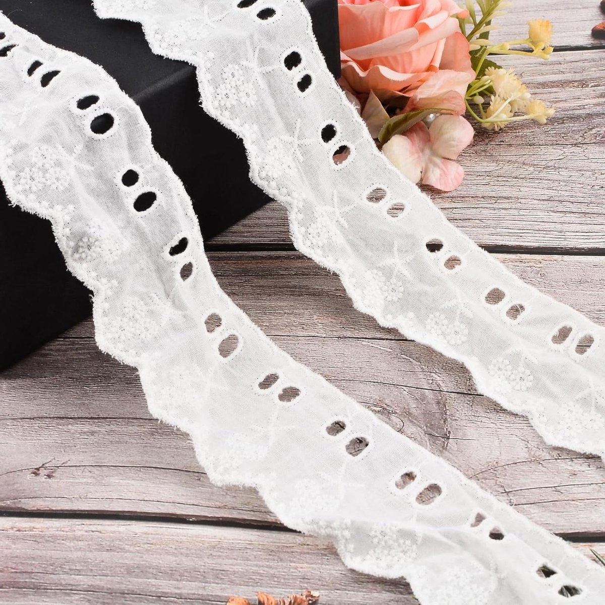 Allecta - Vintage kant trim wit 15 yards voor naaien tafelkleed en jurk decoratie.
