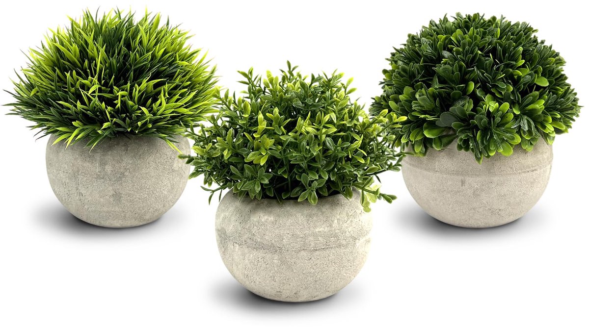 Unyqoos Set van vier decoratieve kunstplanten met potten voor interieurdecoratie Groen