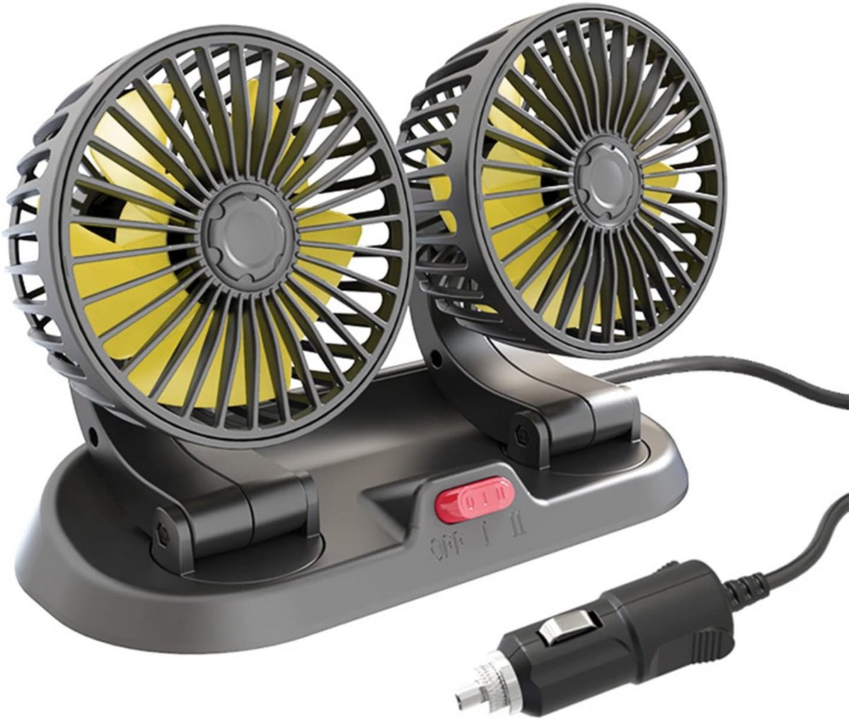 Auto Ventilator Dubbele Kop Verstelbaar 12V voor Dashboard en Ramen