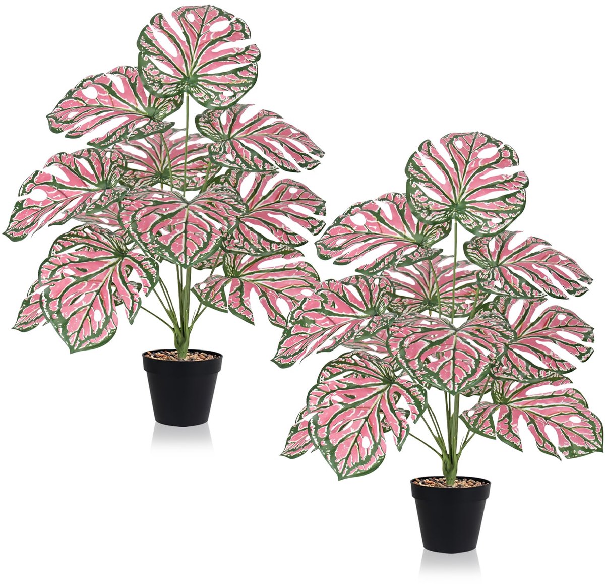 Unyqoos Levensechte kunst Monstera plant van 65 cm voor huis en kantoor decoratie Rode Monstera